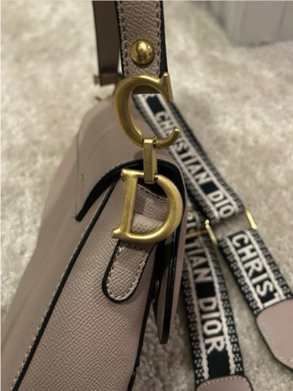 *NWOT* Dior Taupe Saddle Shoulder Bag with matching Logo Strap - Picture 9 of 11